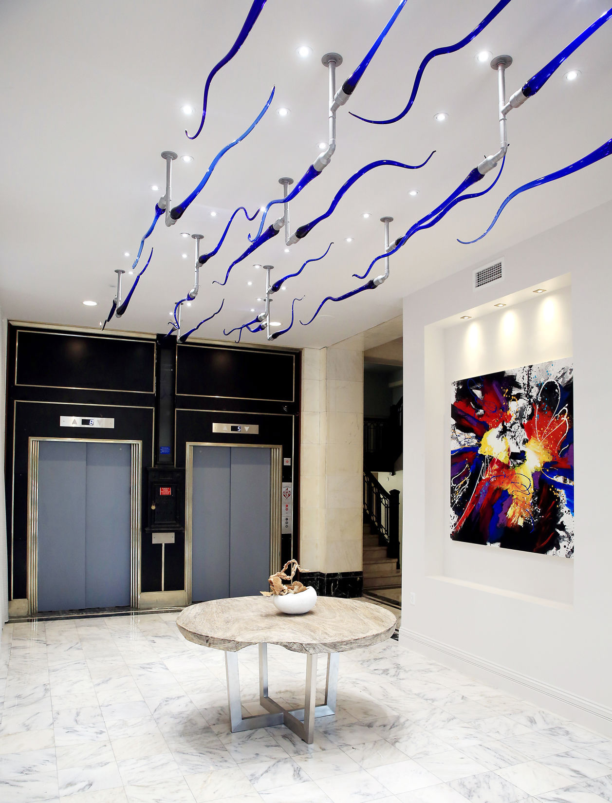 The Current Iowa hotel lobby